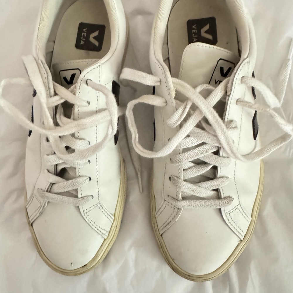 Veja White and Black Casual Sneakers - Picture 6 of 9